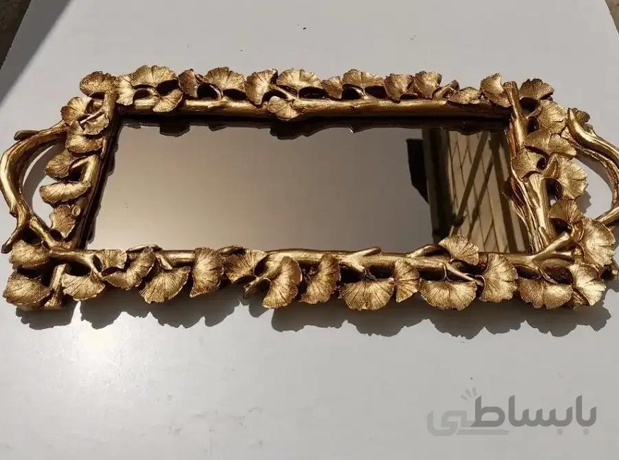 سینی کف آینه طرح گلبرگ مستطیل