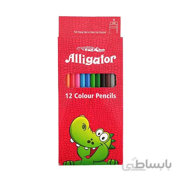 مداد رنگی 12 تایی مقوایی سوسماری aligator