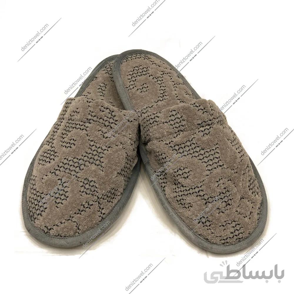 دمپایی حوله بهار قهوه ای روشن