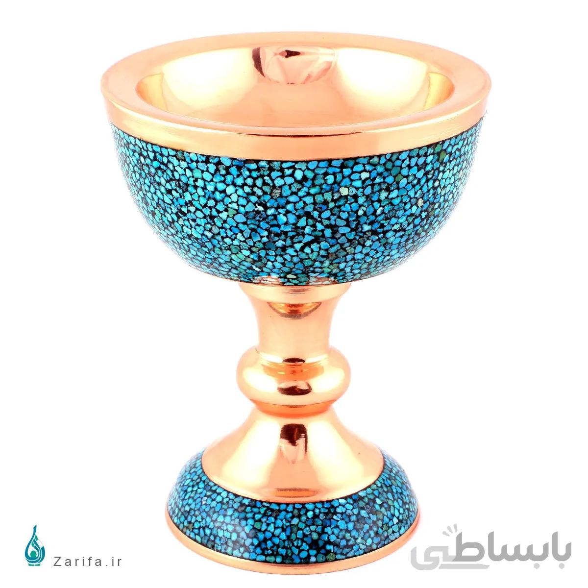 سنگاب فیروزه کوب مسی ۳۳ سانتی متر