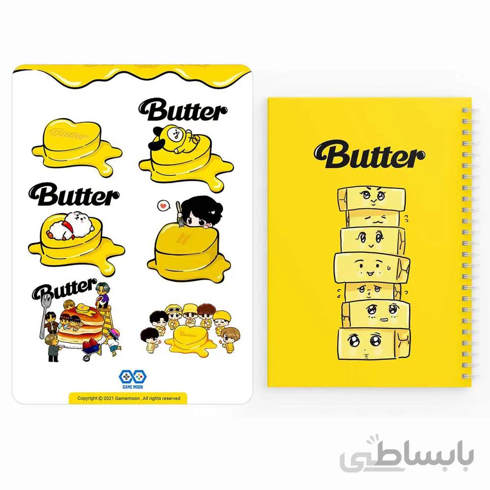دفترچه يادداشت bts butter به همراه مجموعه ٦ عددی استيكر-کد 2024
