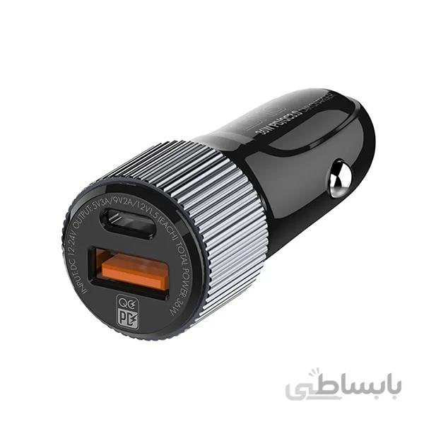 شارژر فندکی فست شارژ الدینیو مدل C510Q توان ۳۶ وات همراه با کابل