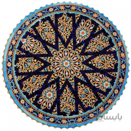 رومیزی مخمل گرد کاشی گره