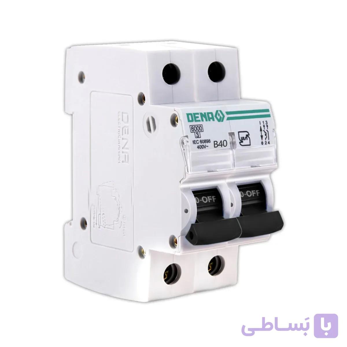 فیوز مینیاتوری دو پل 40 آمپر دنا الکتریک مدل B40-6K-2P