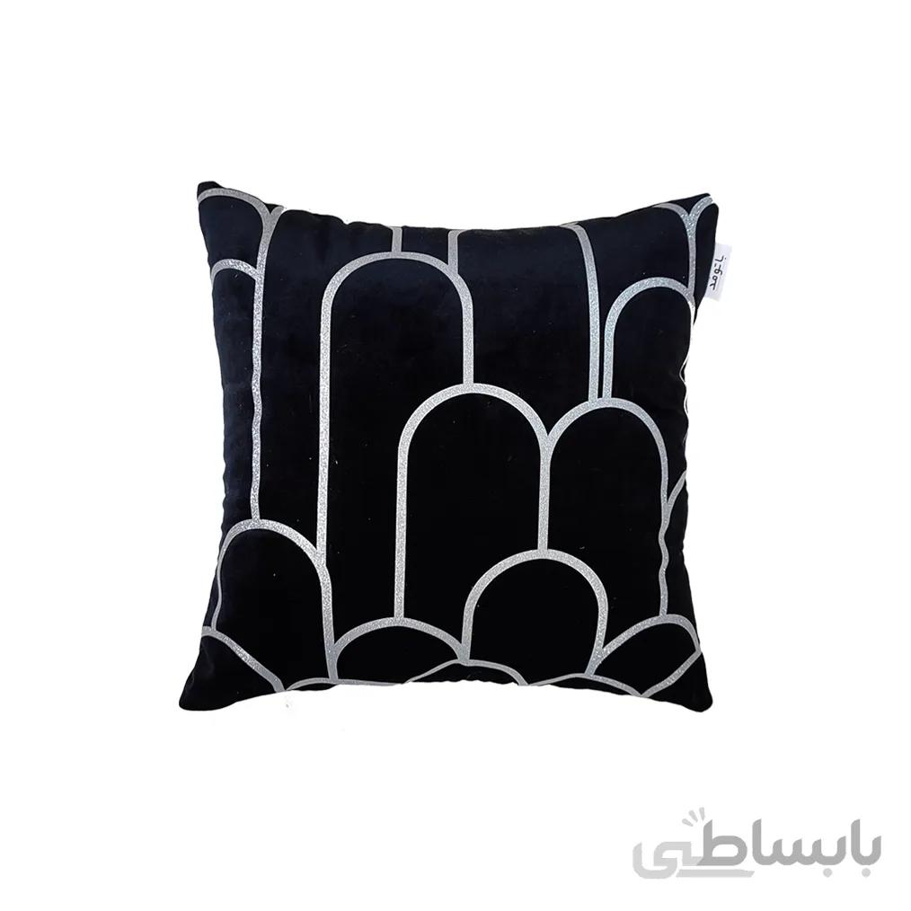 کوسن ترکیبی چرم و مخمل مدل کیان رنگ مشکی