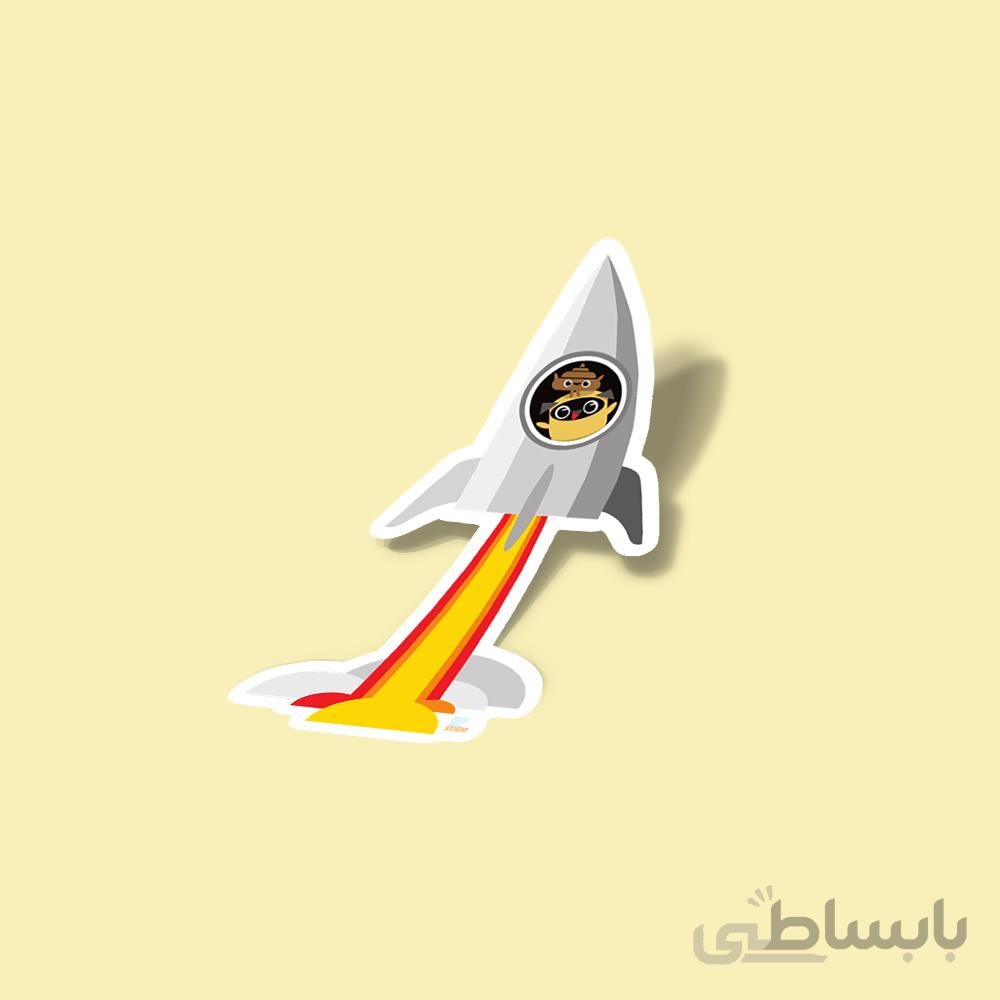 استیکر Pug & Poo Blast Off