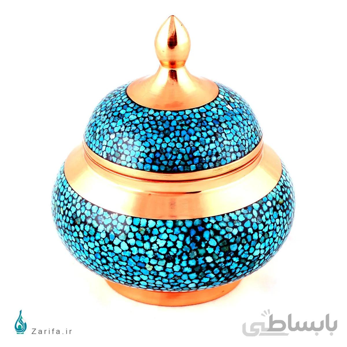 قندان فیروزه کوب مسی سایز ۲
