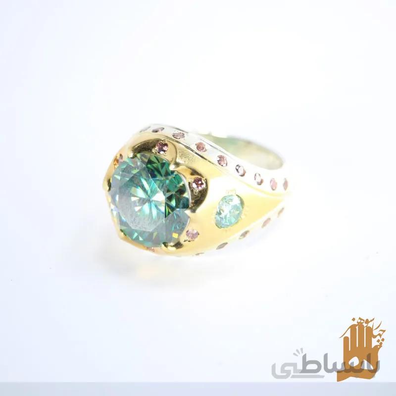 انگشتر شاه حلالی مخراج یاقوت سرخ نگین موزونایت جواهری