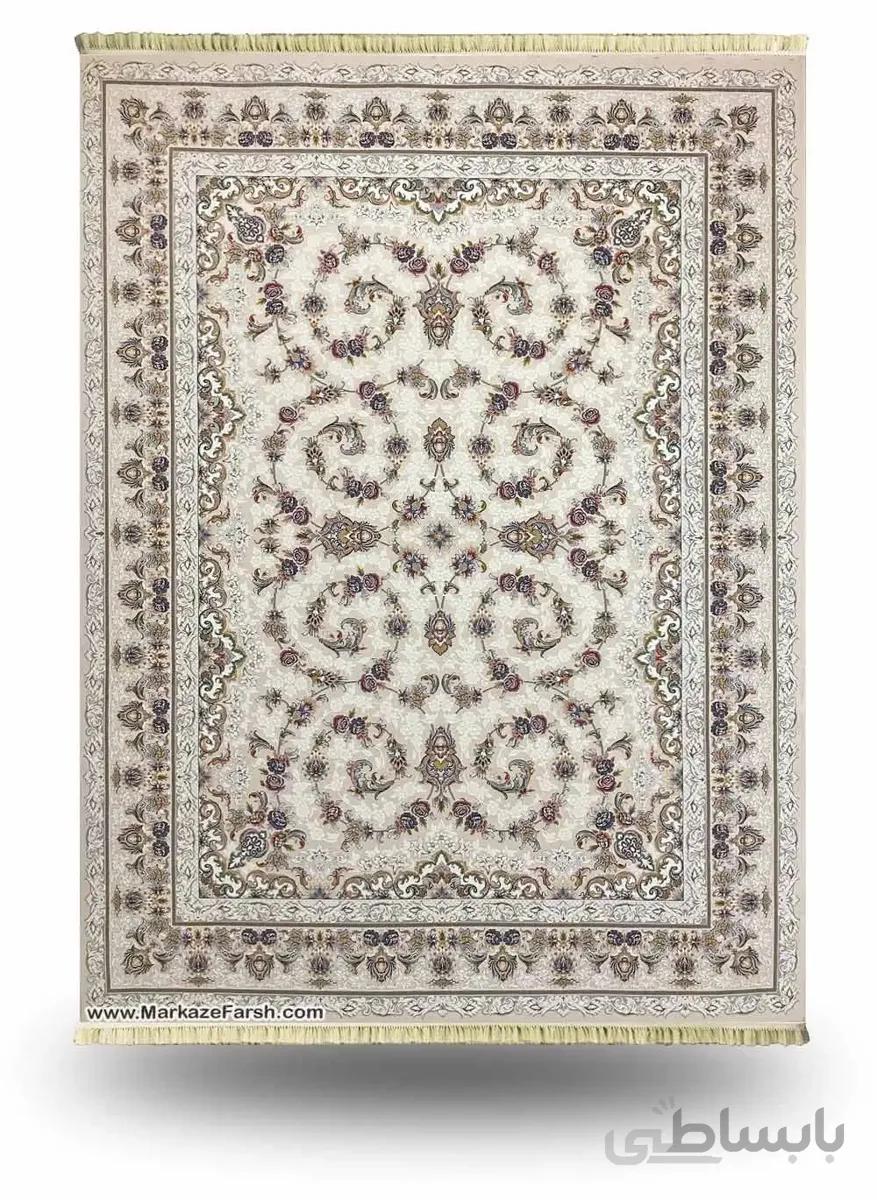 فرش طرح افشان رژا کرم 700 شانه گل برجسته