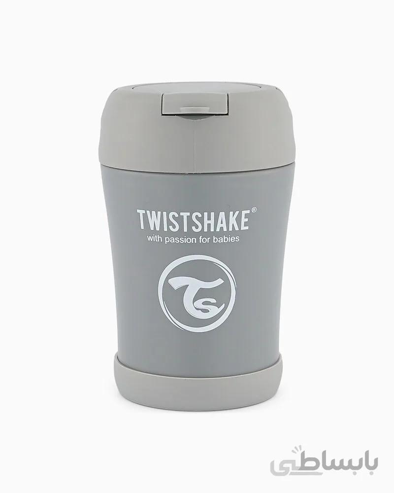 فلاسک غذای استیل 350 میل طوسی تویست شیک twistshake