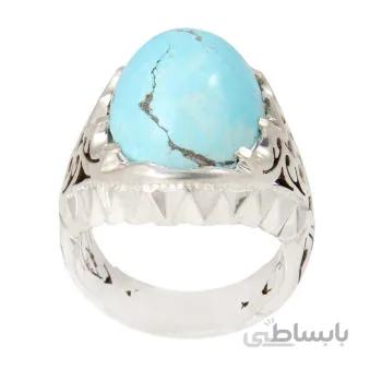 انگشتر نقره مردانه مدل سنگ فیروزه نیشابور رکاب دست ساز کد AM_2068