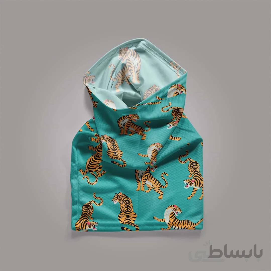 اسکارف طرح ببر فیروزه ای سبز کد SCF005