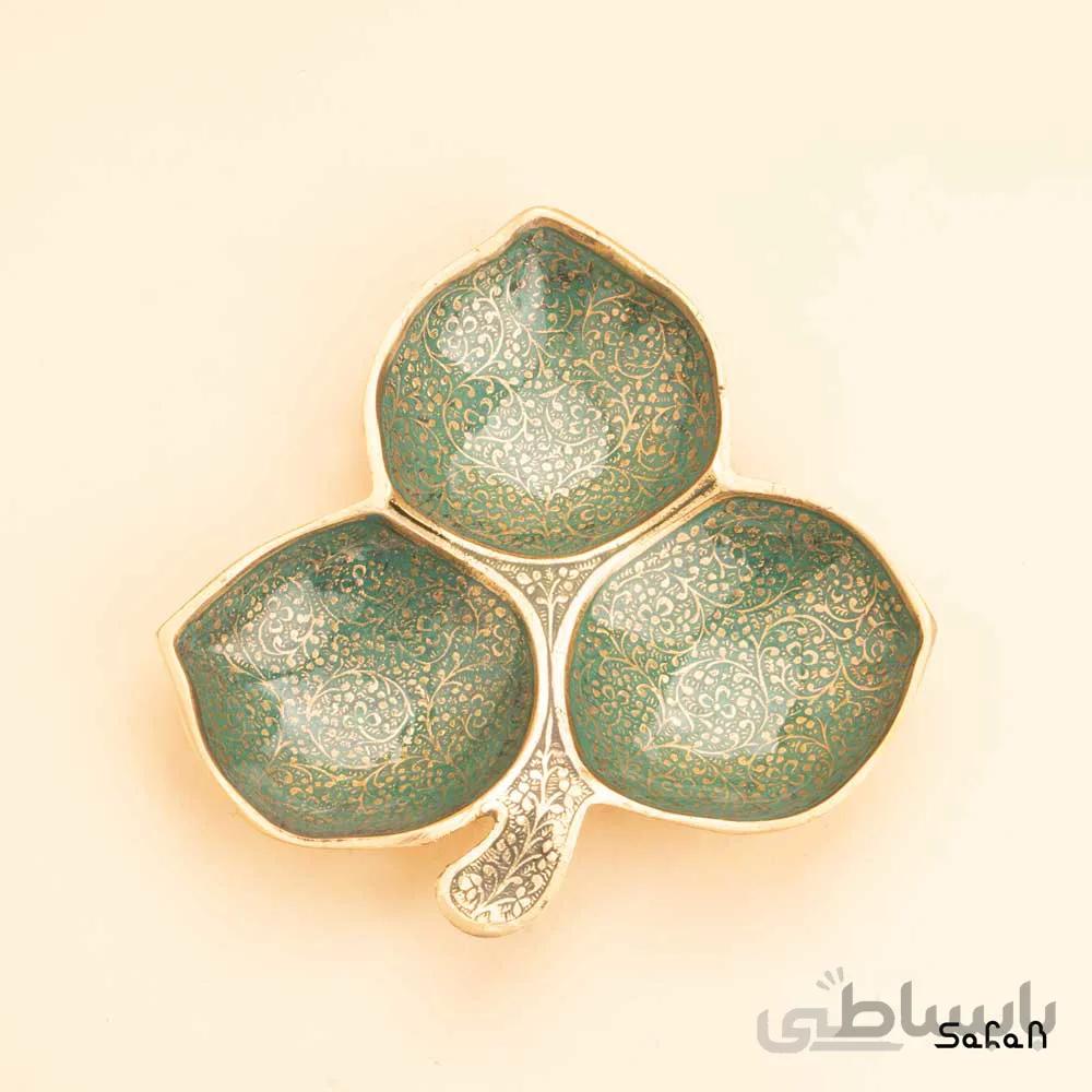 اردو خوری برنجی میناکاری مدل سه قلو گل ریز