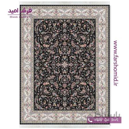 فرش ماشینی 1200 شانه 8 رنگ افشان کاخ مشکی قالی کشمیر