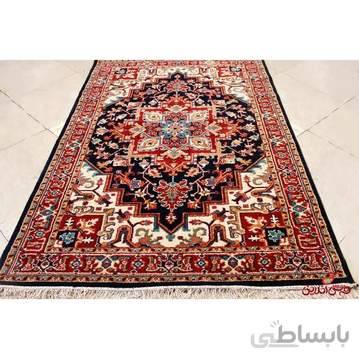 فرش  ماشینی ساوین طرح هریس سرمه ای