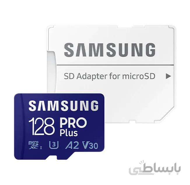 کارت حافظه MicroSDXC سامسونگ مدل Samsung PRO Plus کلاس UHS-I U3 A2 V30 همراه با آداپتور SD ظرفیت 128 گیگابایت