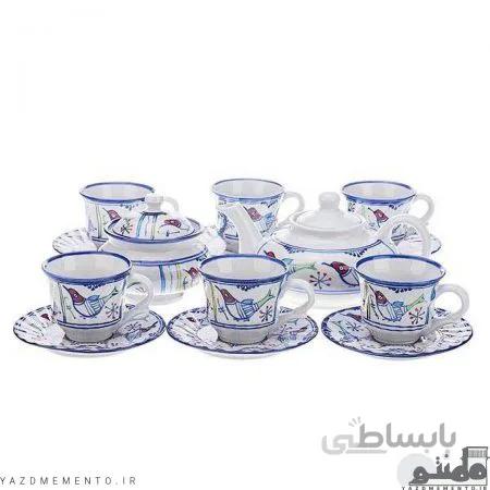 سرویس چای خوری 16 پارچه چینی مدل مرغ رنگی