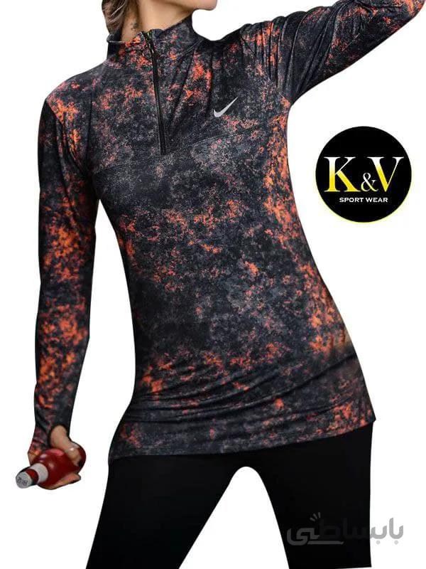 تیشرت نیم زیپ فینگردار ورزشی زنانه NIKE کد 05 ا NIKE Womens Sports Finger T Shirt Code 05