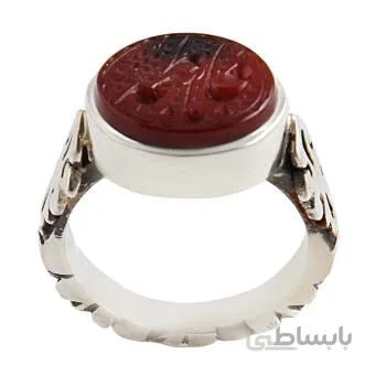 انگشتر نقره مردانه مدل عقیق سرخ خطاطی یا فاطمه رکاب دست ساز کد AM_1716