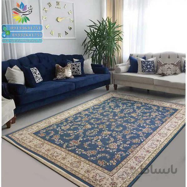 فرش طرح آیناز آبی 700 شانه گلبرجسته