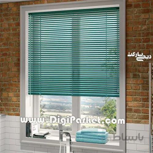 پرده کرکره فلزی سبز دودی ساده 25 میلیمتری P86