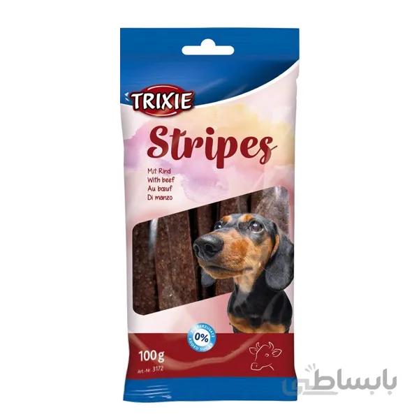 تشویقی سگ تریکسی مدل Stripes طعم بیف وزن ۱۰۰ گرم ا Trixie Stripes Beef For Dogs 100g