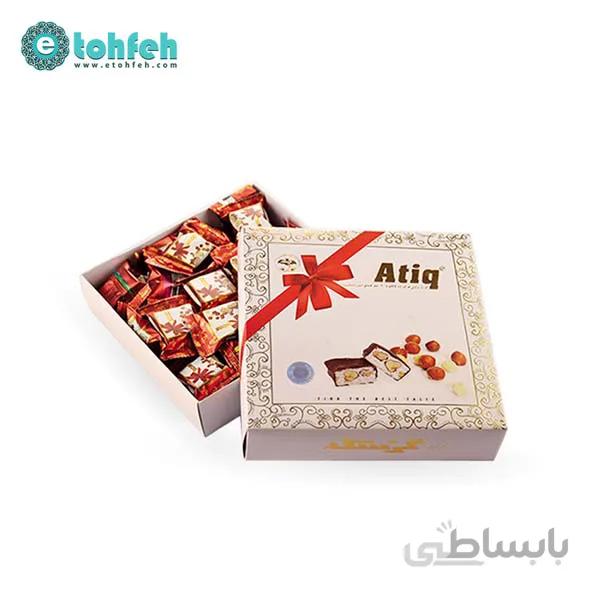 گز لقمه ای ۴۰ درصد فندق شکلاتی طرح کوروش ۴۵۰گرمی