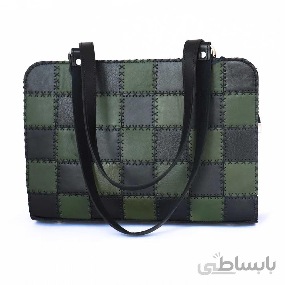 کیف رودوشی چرم طبیعی مدل تکه دوزی