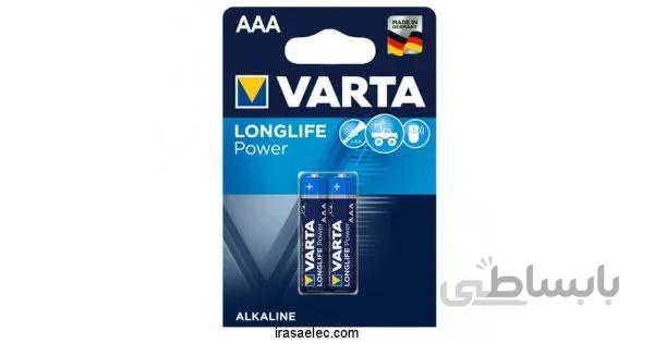 باتری آلکالاین نیم قلمی وارتا مدل Longlife Power بسته 2 عددی ا Varta Alkaline AAA Longlife Power Battery Pack of 2
