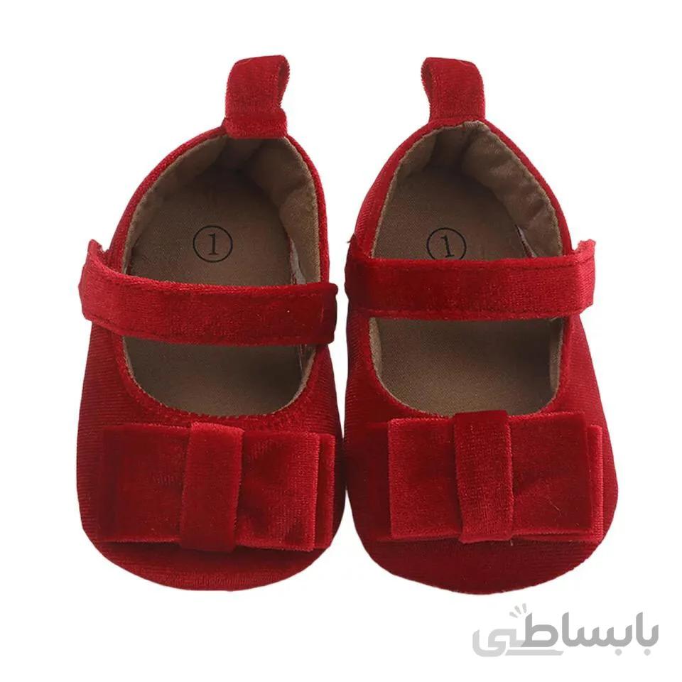 پاپوش نوزادی دخترانه مخمل پاپیون