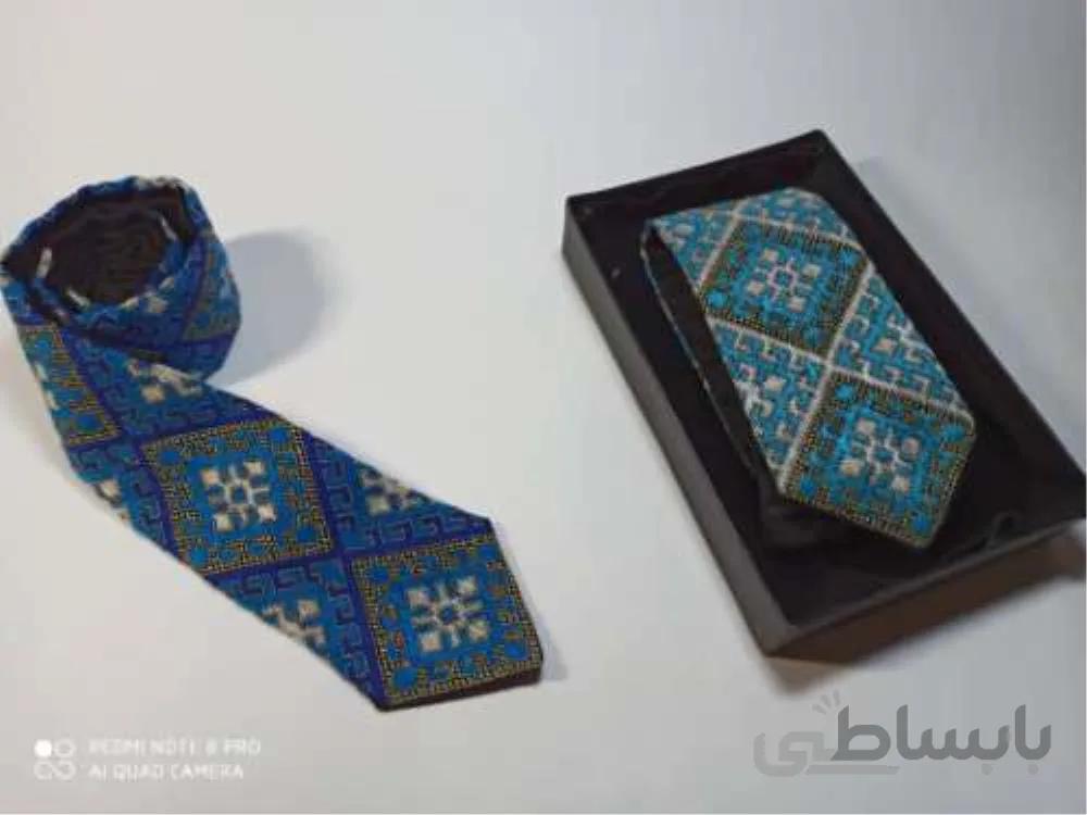 کراوات سوزندوزی با نخ ابریشم دوخت فنوجی (از دوخت های اصیل بلوچستان ) ا Needlework tie with silk thread sewing Fanuji (one of the original stitches of Balochistan)