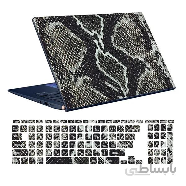 اسکین لپ تاپ طرح Snake کد ۰۸ به همراه استیکر کیبورد