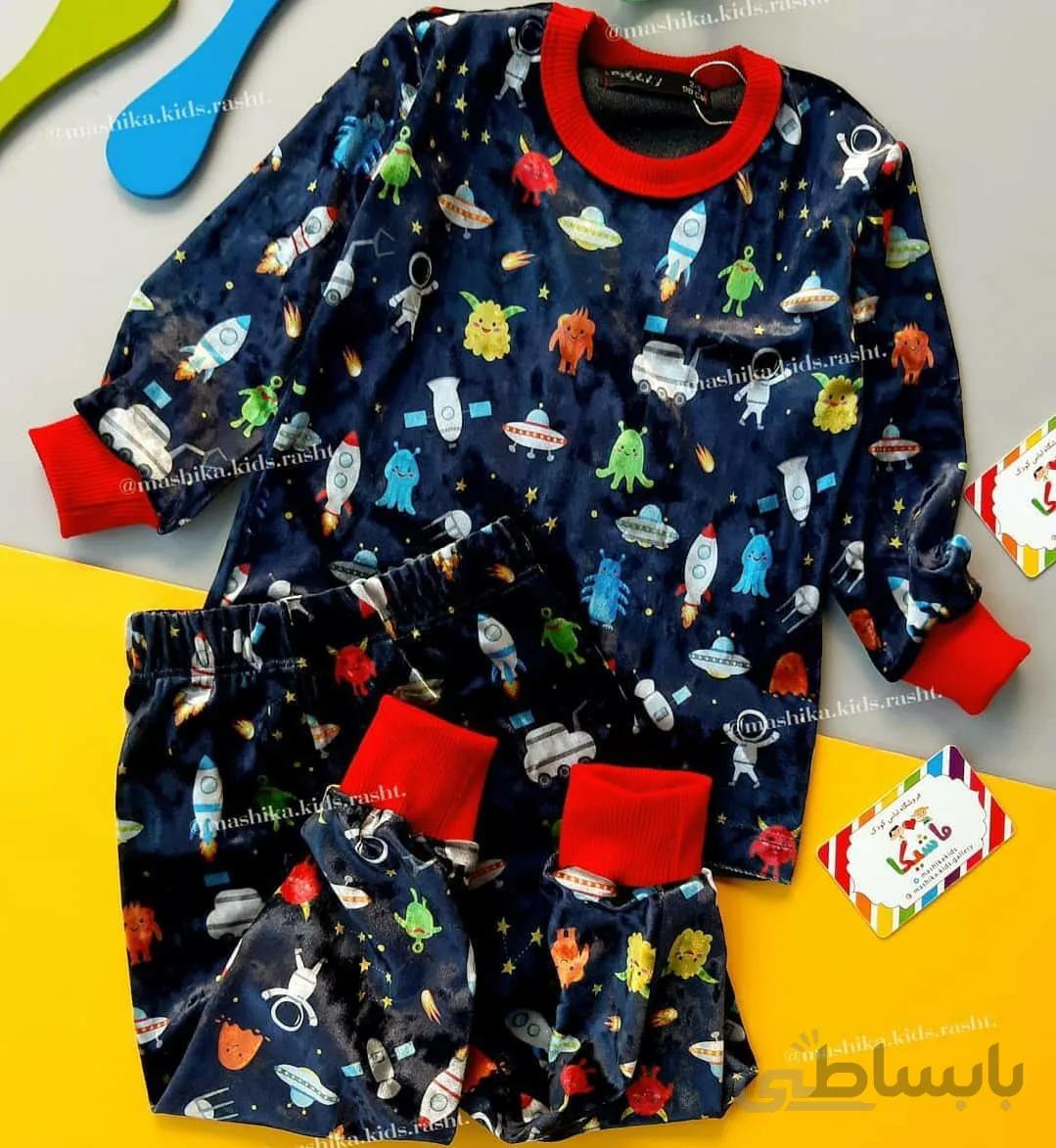 بلوز و شلوار مخمل طرح موشک 317183 18تا24