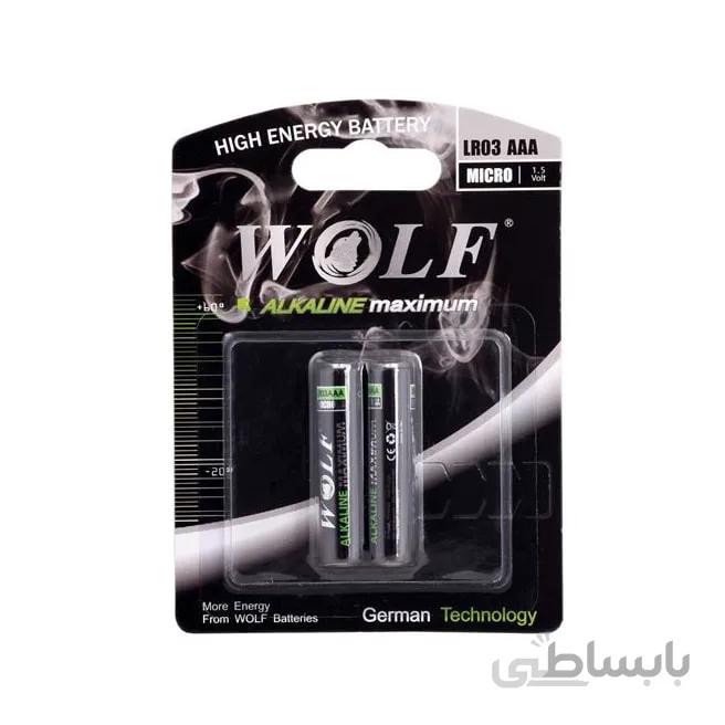 باتری نیم قلم آلکالین 2 عددی کارتی Wolf
