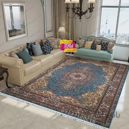 فرش ماشینی آرا مشهد طرح 25570 آبی