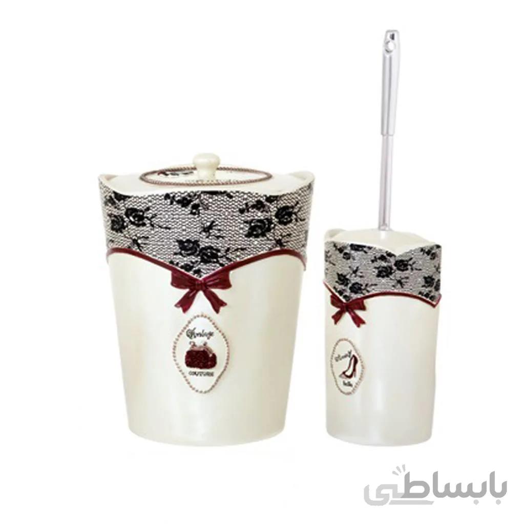 سطل و فرچه سرویس بهداشتی کنتراست مدل 7119 ا طراحی زیبا و مدرن