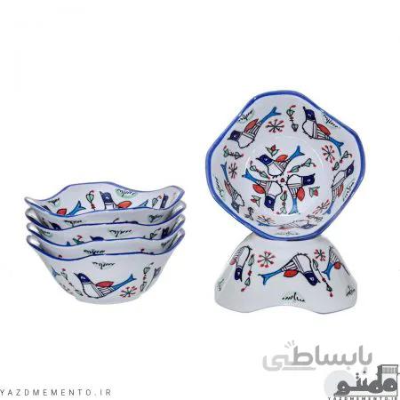 کاسه چینی هیوا مدل مرغ رنگی بسته 6 عددی