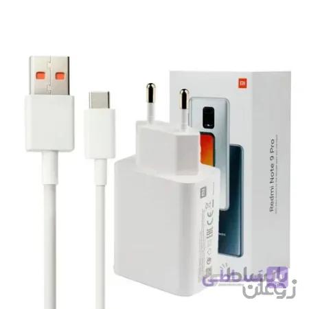 شارژر دیواری فست شارژ Xiaomi Note 9 Pro QC3.0 PD 33W به همراه کابل Type-C و جعبه گوشی