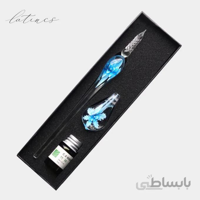 ست قلم شیشه ای گل آسمانی