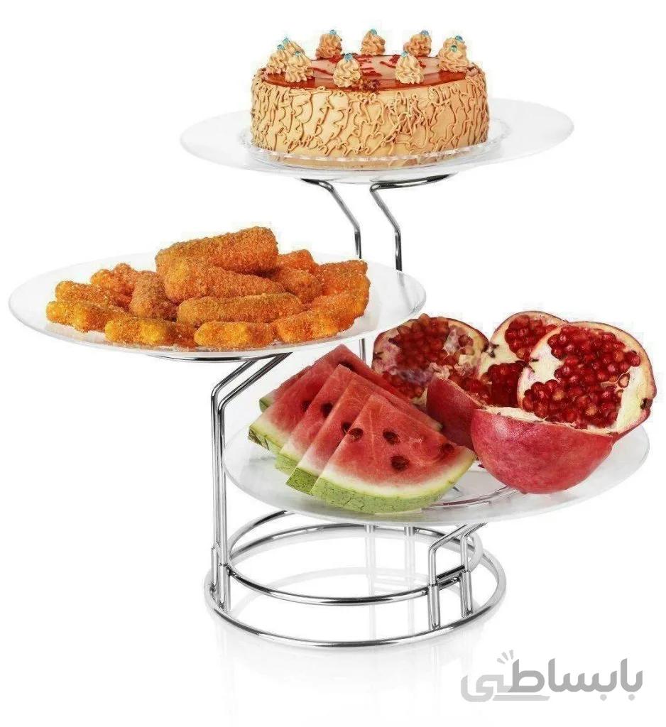 دیس پایه دار میوه و شیرینی