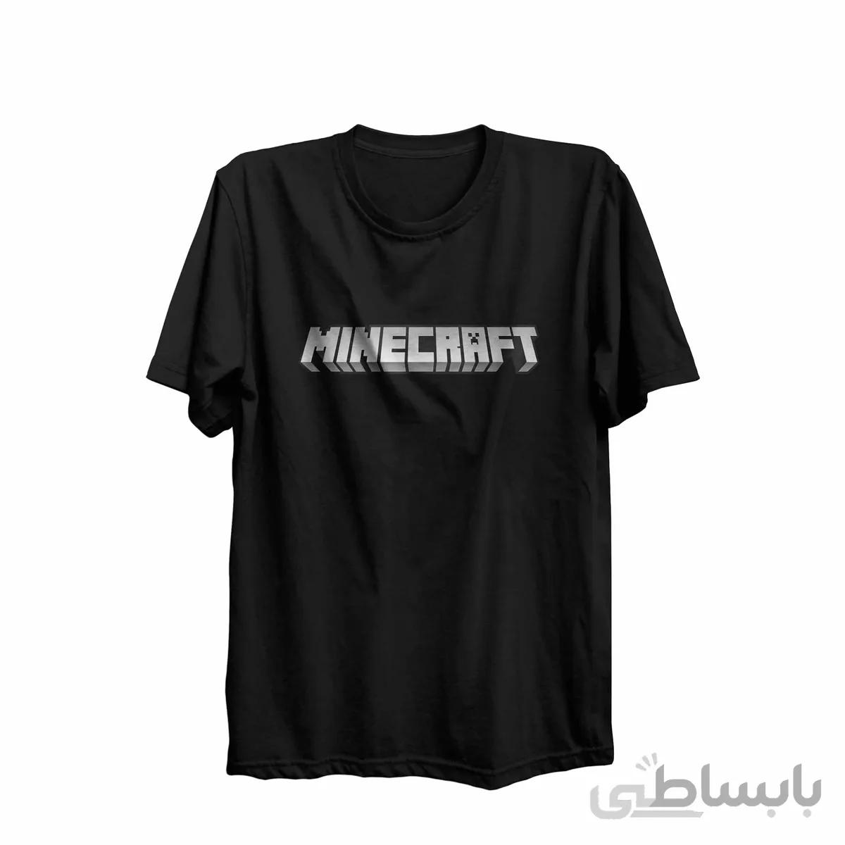 تیشرت یقه گرد مشکی طرح بازی ماینکرافت Minecraft کد KCT10464 کد 285342