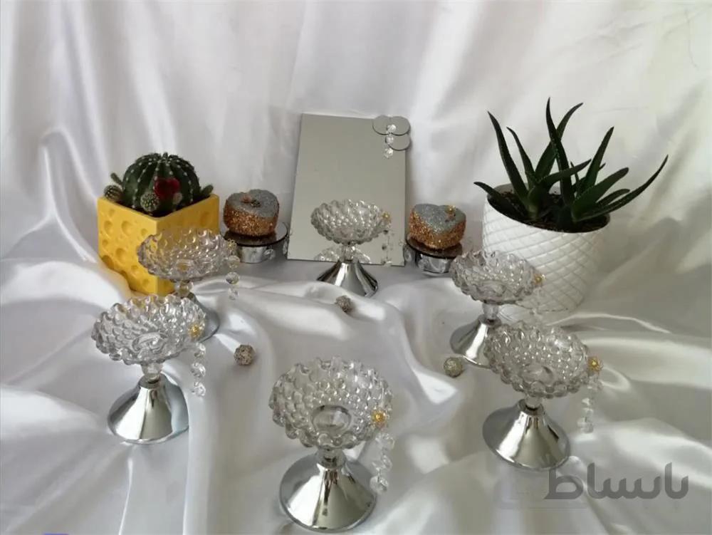 ست کامل هفت سین (قاب آینه،جفت شمعدان و 6 عدد ظرف ) ا Complete set of seven trays (mirror frame, pair of candlesticks and 6 dishes) کد 752787
