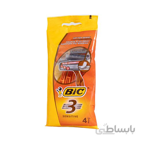 تیغ اصلاح سه تیغه پوست حساس بیک / Bic Shaving Razor Three Blades For Sensitive Skin