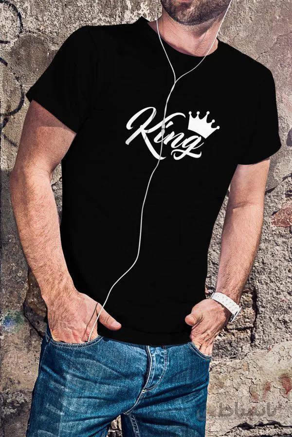 تیشرت نخ پنبه مشکی طرح King