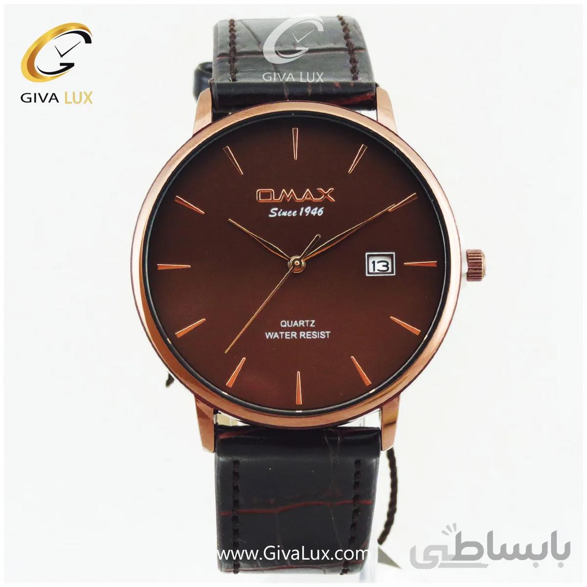 ساعت مچی مردانه بند چرمی قهوه ای OMAX