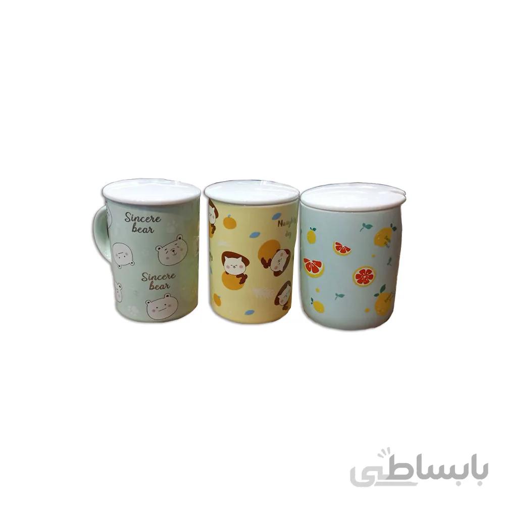ماگ عروسکی سرامیکی درب دار حجم 220 میل