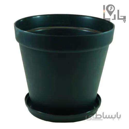 گلدان ساده پلاستیکی مشکی شهر آذین سایز بزرگ