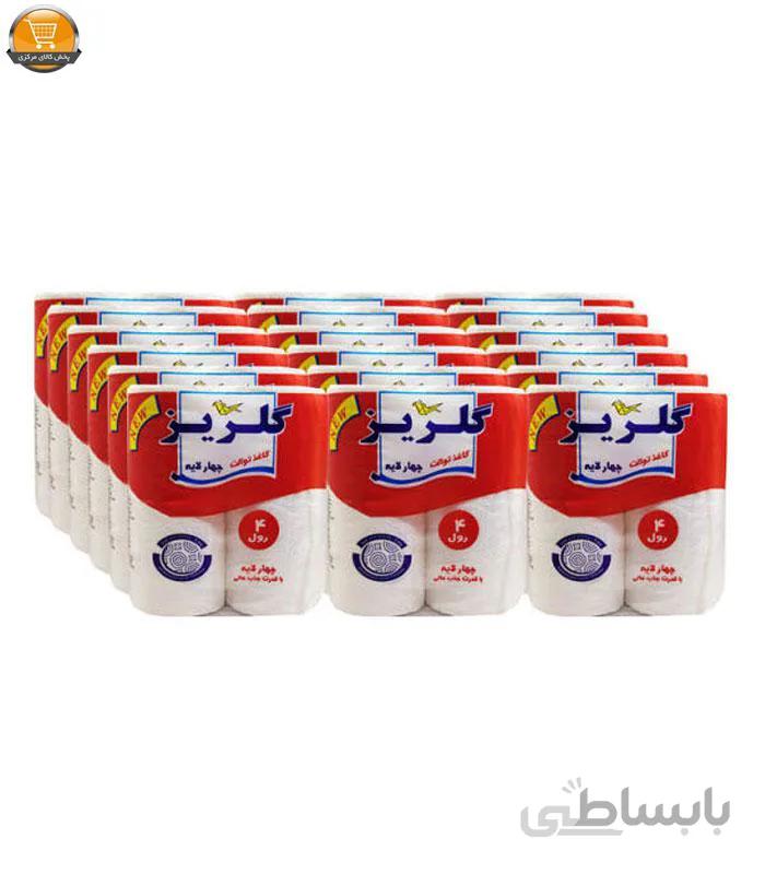 دستمال توالت چهارقلو گلریز مدل DL بسته 18 عددی