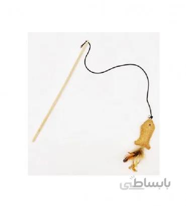 چوب بازی گربه با آویز ماهی کتانی