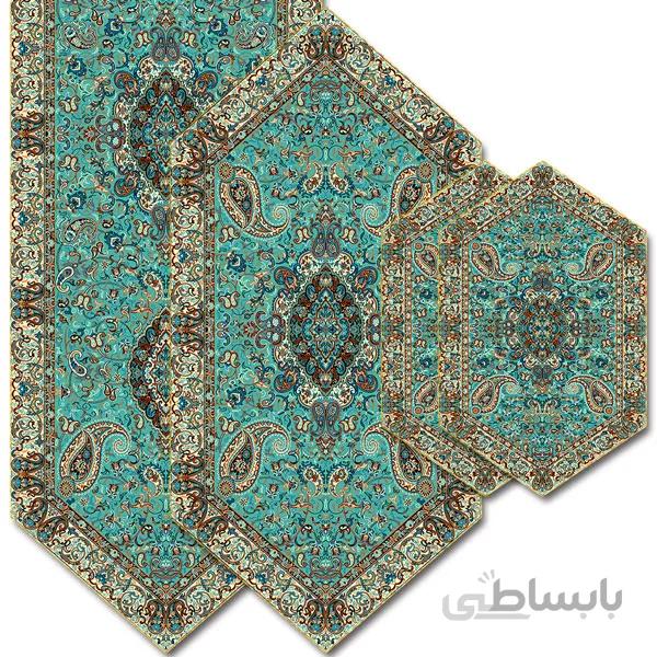 رومیزی مربع ترمه طرح سالار مشکی ابریشم کد 710 کد 410565